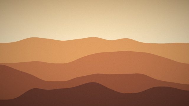 Illustration: Rolling sand dunes in layers of orange and brown