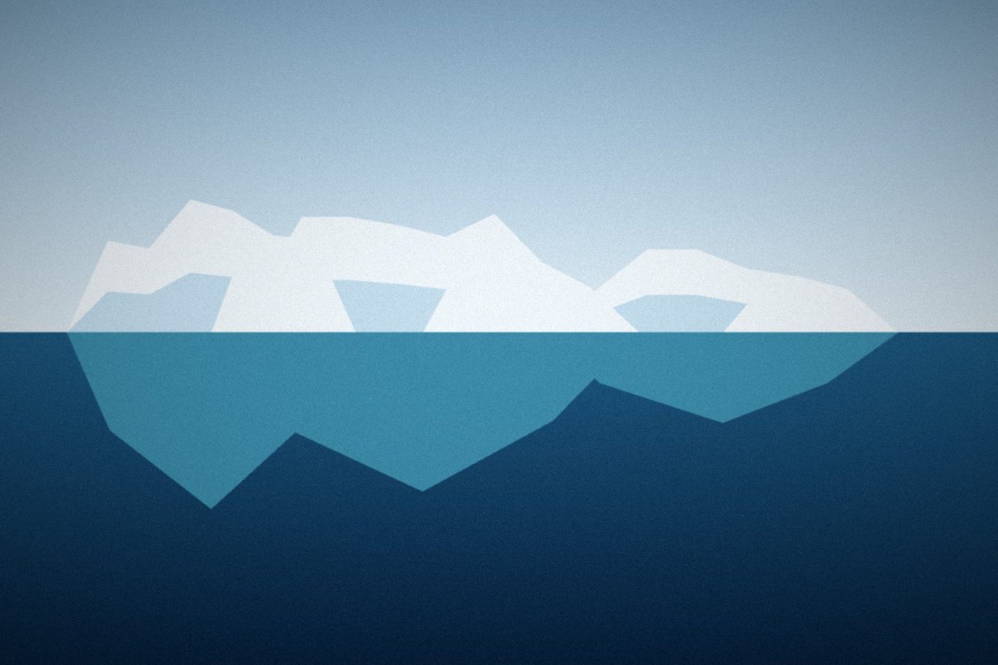 Illustration: A white iceberg with its pale blue underwater mass