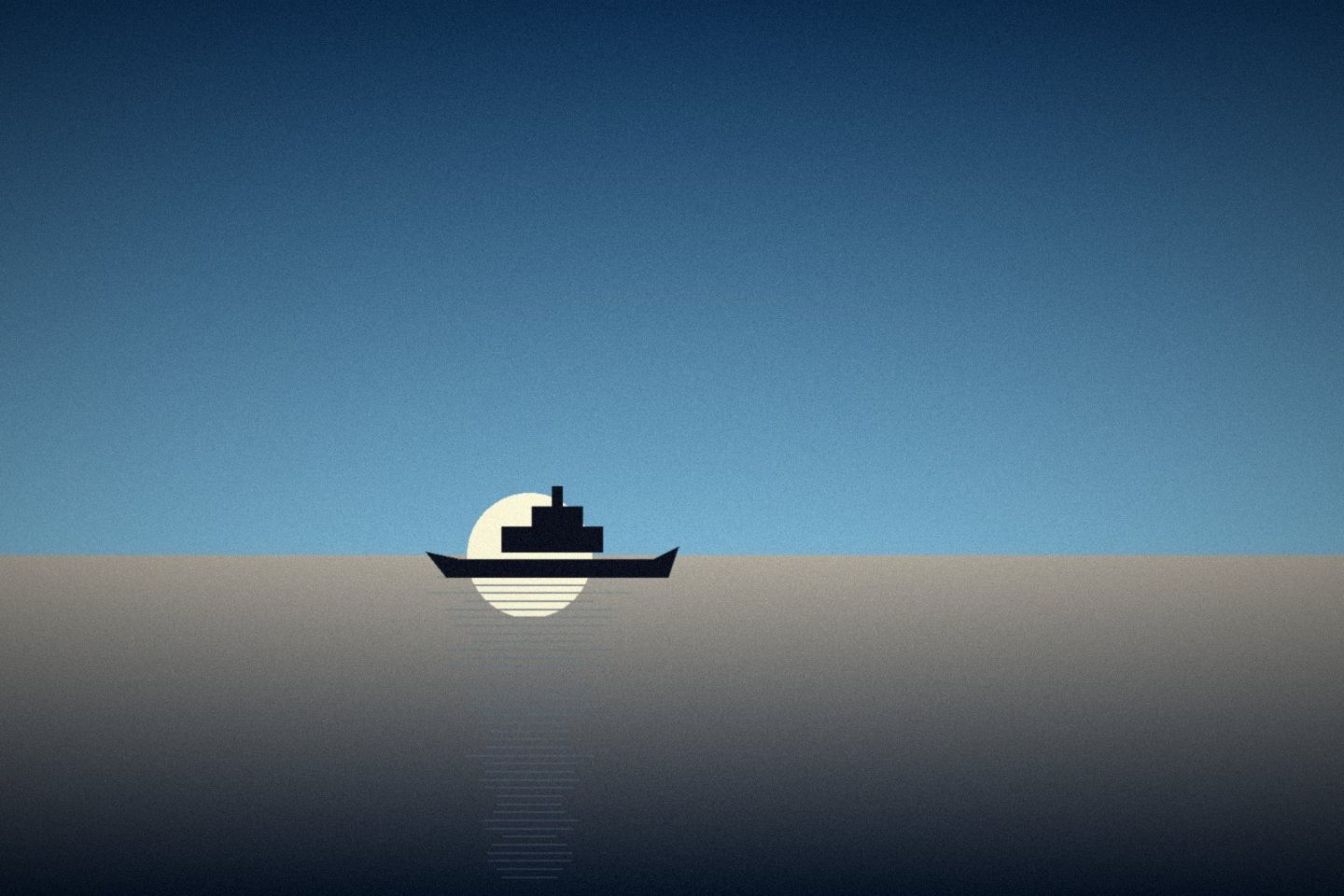 Illustration: A small expedition ship silhouetted against a rising sun