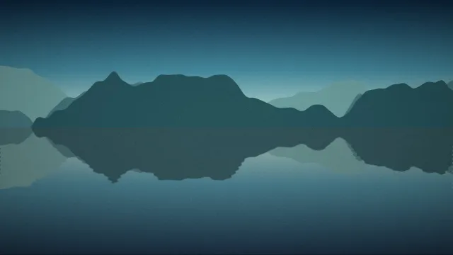 Illustration: Mountains reflected in calm fjord water