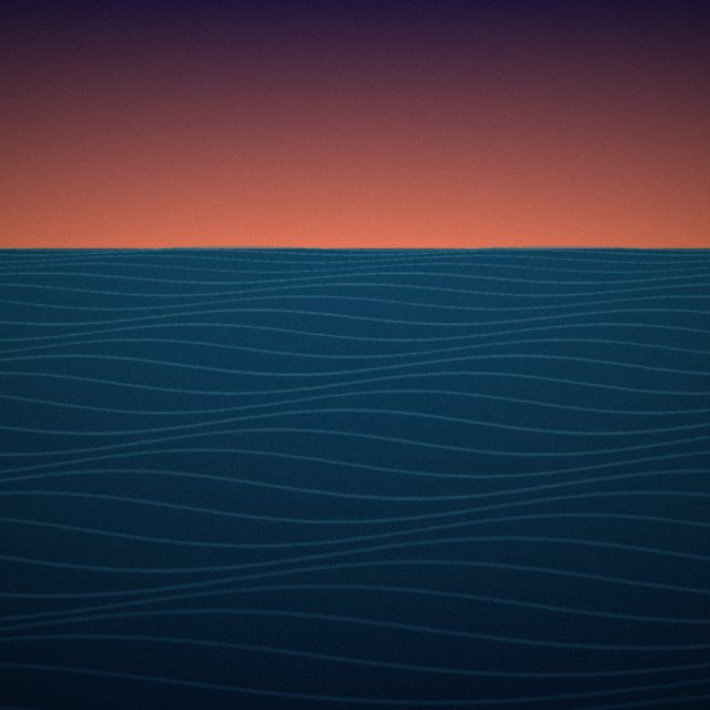 Illustration: Ocean swell under an orange sunset sky