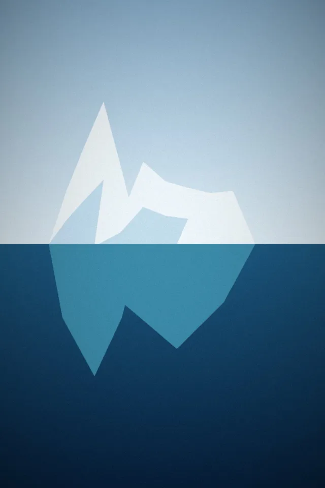 Illustration: A white iceberg with its pale blue underwater mass
