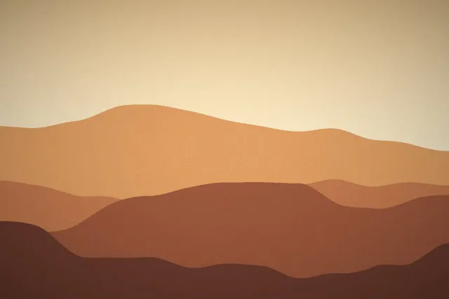 Illustration: Rolling sand dunes in layers of orange and brown