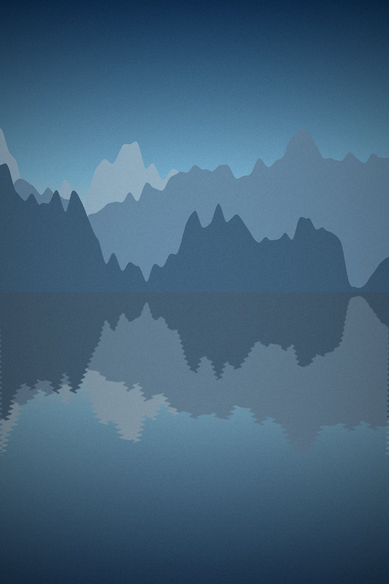 Illustration: Mountains reflected in calm fjord water