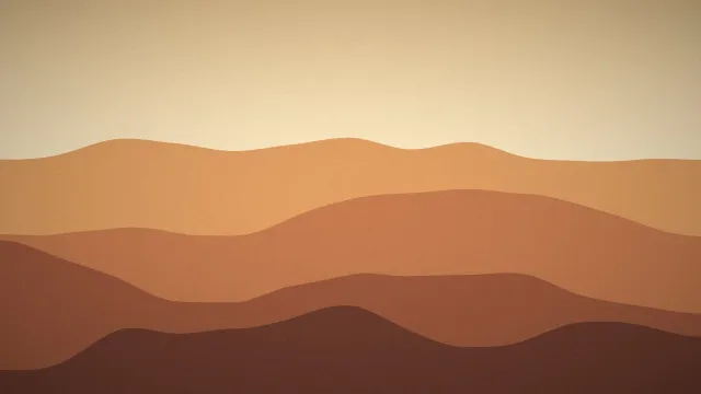 Illustration: Rolling sand dunes in layers of orange and brown