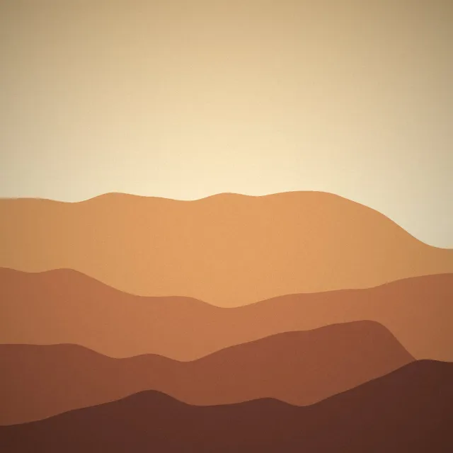 Illustration: Rolling sand dunes in layers of orange and brown