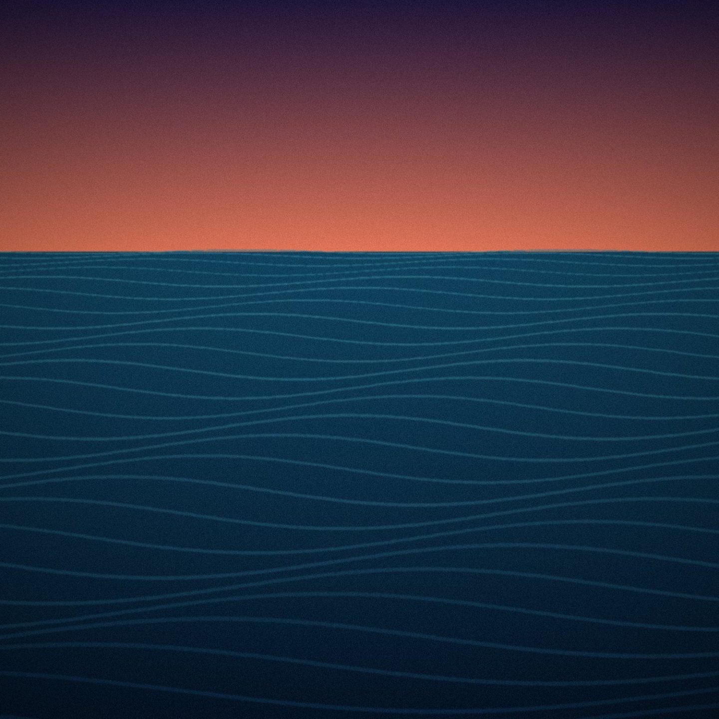 Illustration: Ocean swell under an orange sunset sky