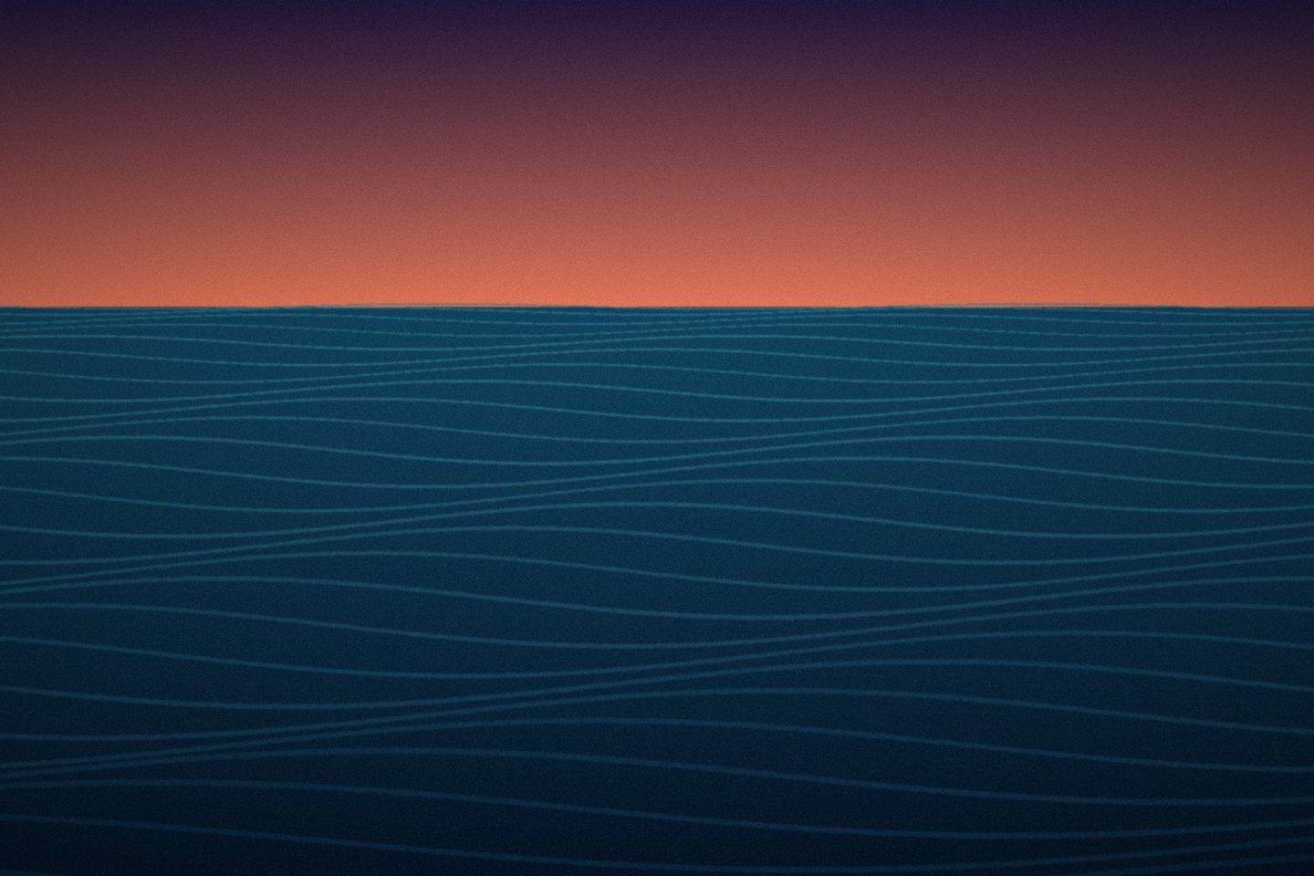 Illustration: Ocean swell under an orange sunset sky