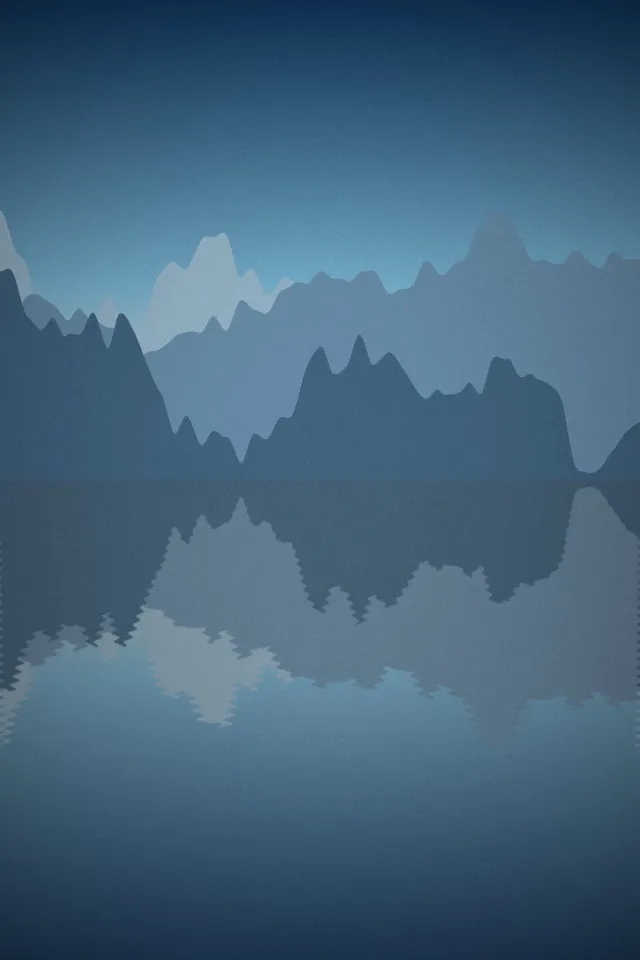 Illustration: Mountains reflected in calm fjord water
