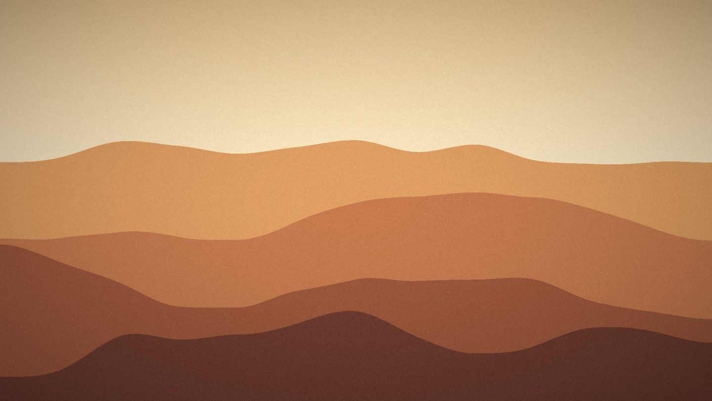Illustration: Rolling sand dunes in layers of orange and brown
