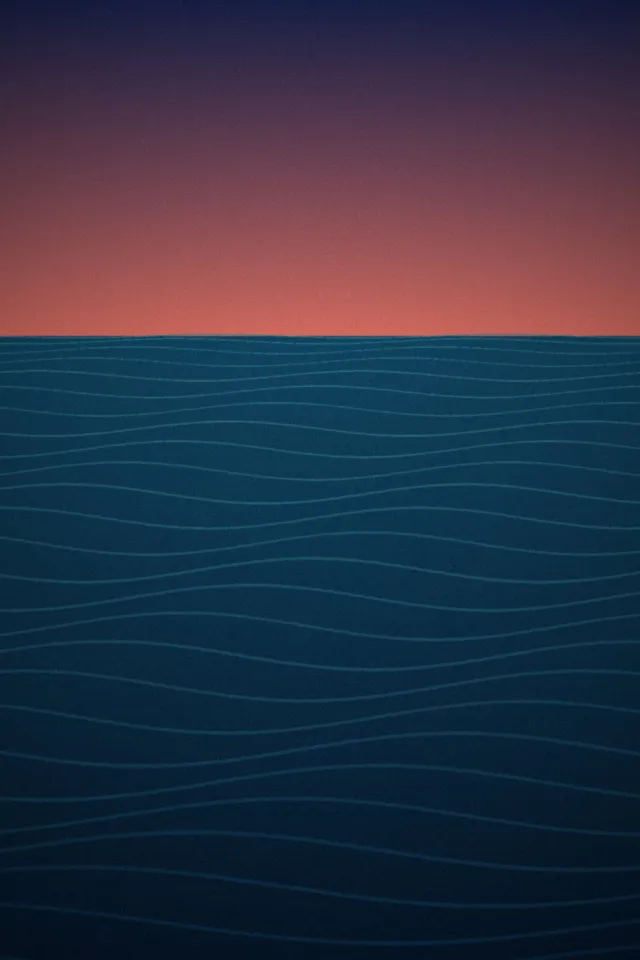 Illustration: Ocean swell under an orange sunset sky