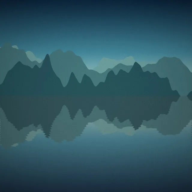 Illustration: Mountains reflected in calm fjord water