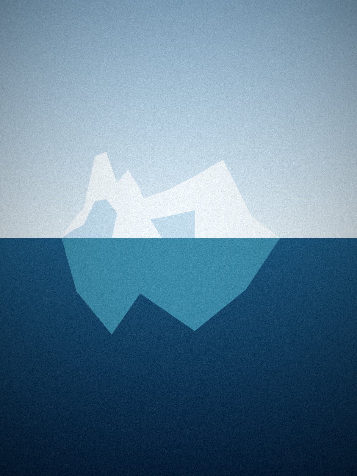 Illustration: A white iceberg with its pale blue underwater mass
