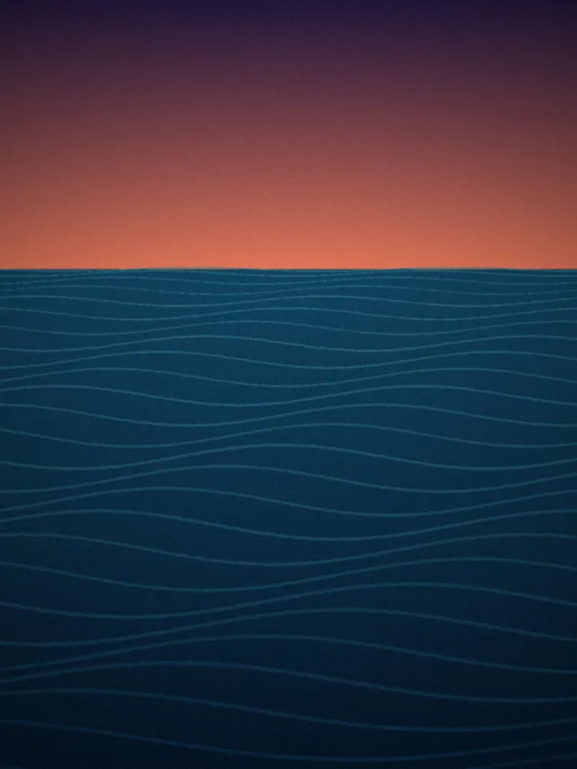 Illustration: Ocean swell under an orange sunset sky