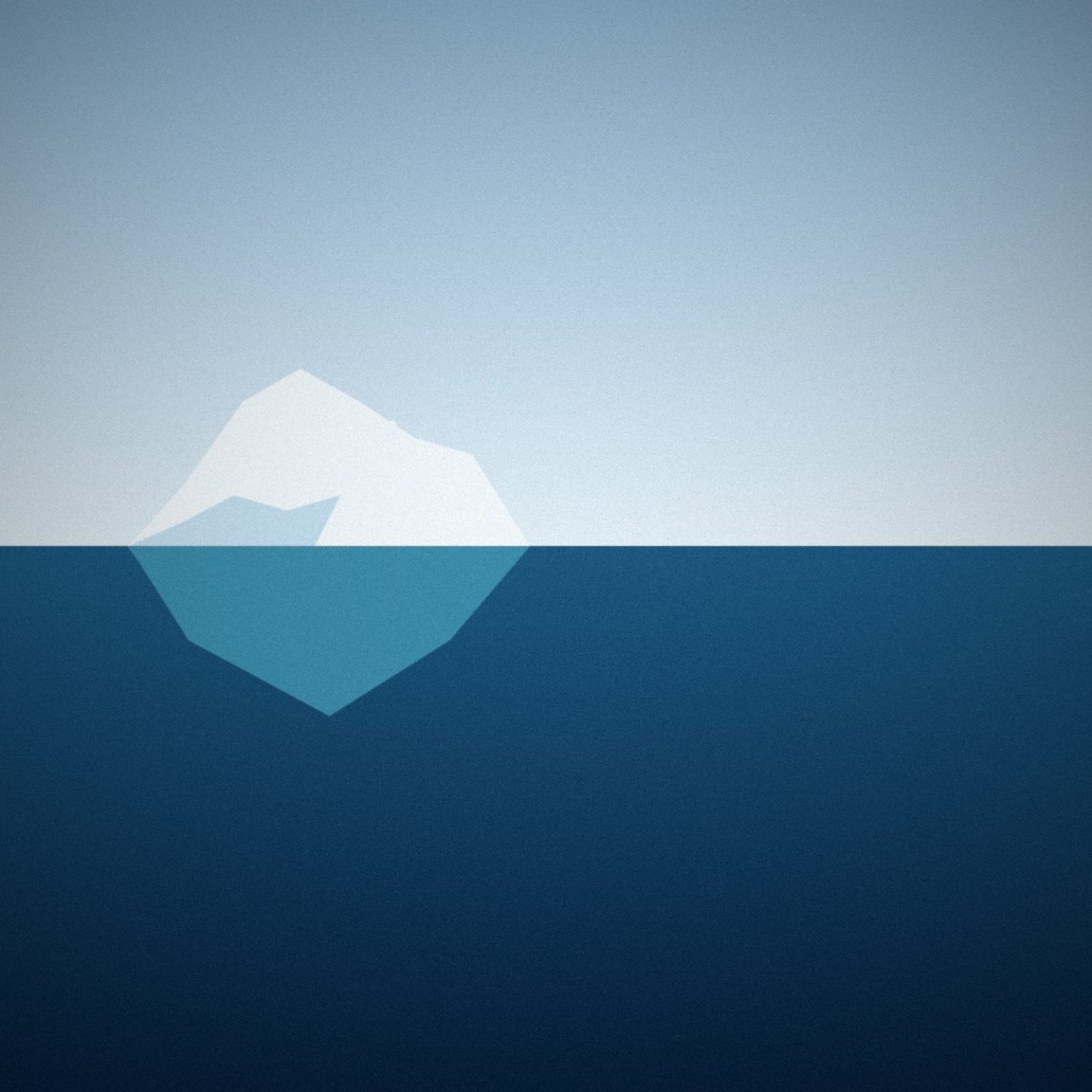 Illustration: A white iceberg with its pale blue underwater mass
