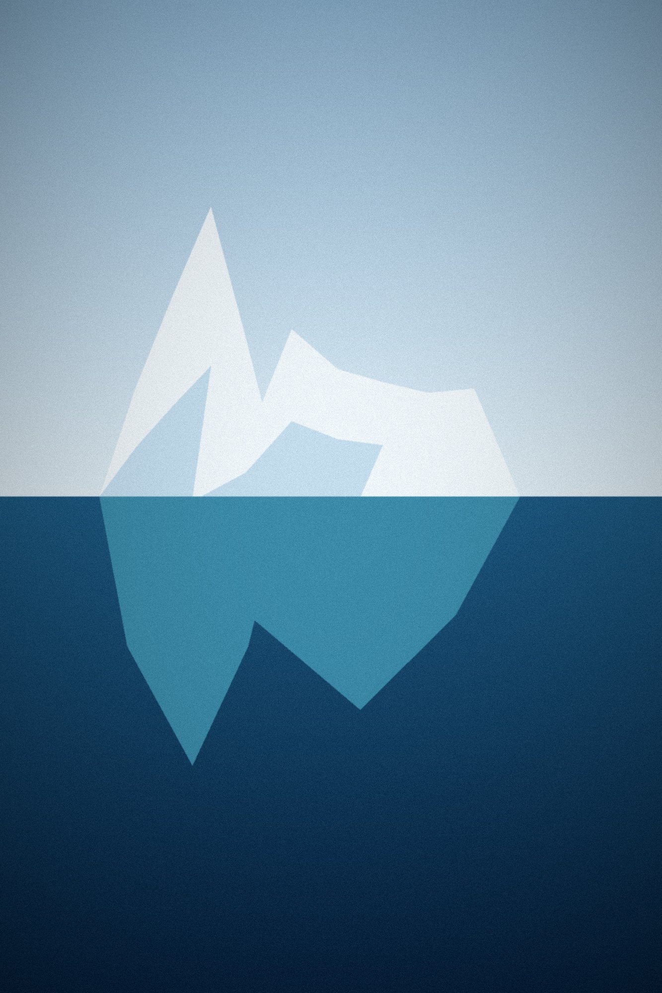 Illustration: A white iceberg with its pale blue underwater mass