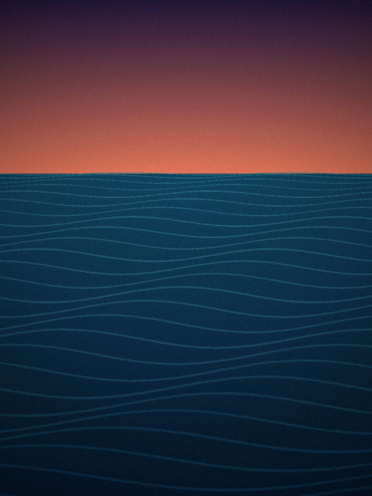 Illustration: Ocean swell under an orange sunset sky