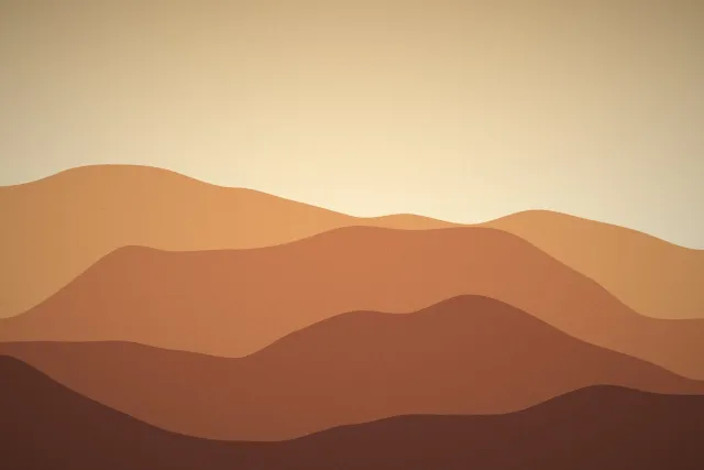 Illustration: Rolling sand dunes in layers of orange and brown
